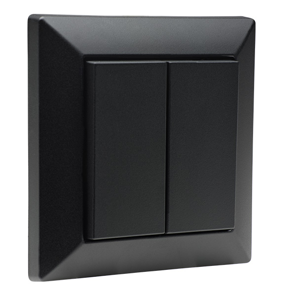 Matt Black Kinetic Double Switch for Casambi - Four Scenes